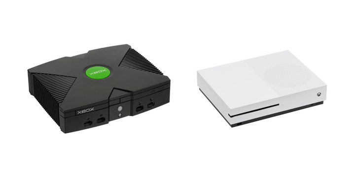 Left: original Xbox to left,
right: Xbox One S